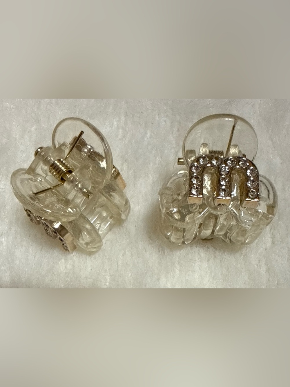 Mini Hair Claw Clips with Rhinestone 'M' Accent - Picture 3 of 4